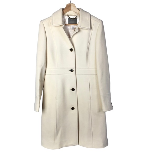 J. Crew Classic Lady Day Coat Wool Vintage White Color 6